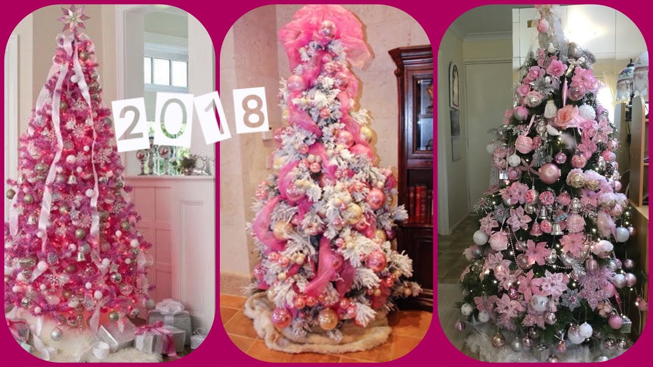 Árboles de Navidad rosa y plateado