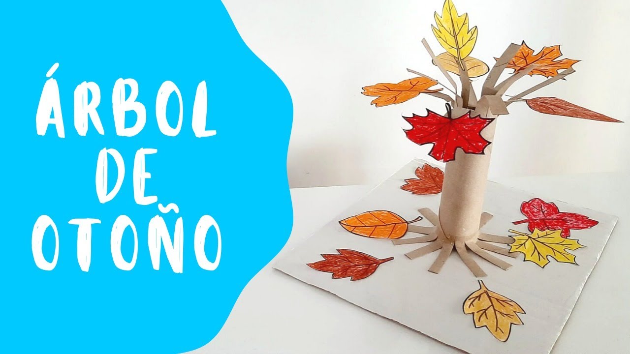 Árbol de otoño con materiales reciclados