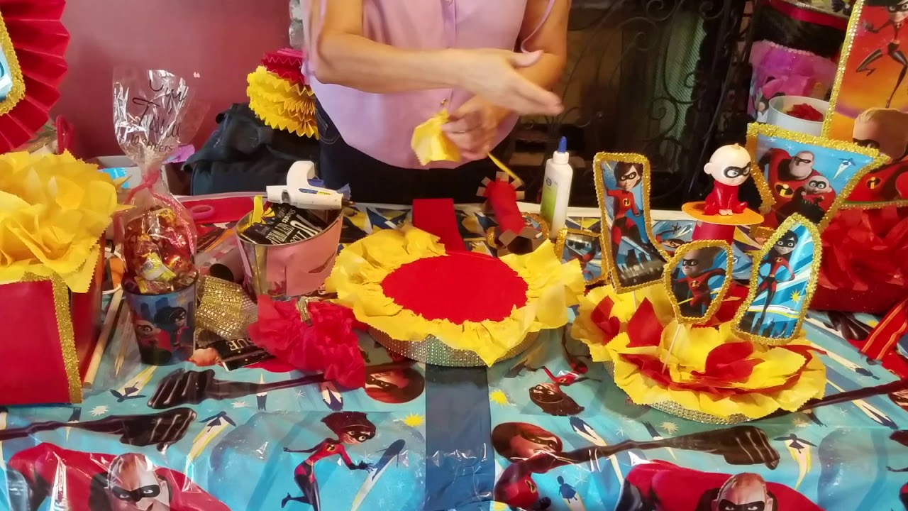 Centros de mesa inspirados en Los Increíbles